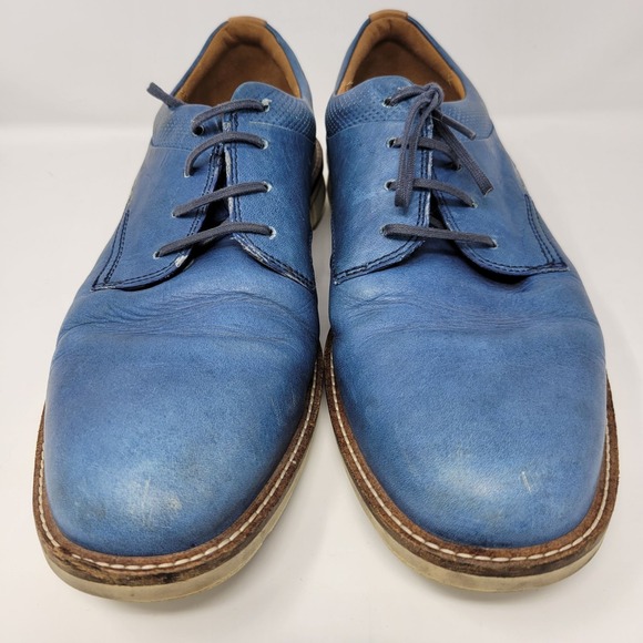 Ecco Shoes Men\'s 9 Leather Blue Lace Up Oxfords Rubber‎ Sole Comfort Leather main image 9